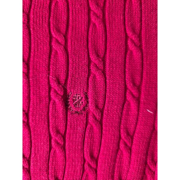 IZOD Red Cable Knit Ribbed Turtle Neck Sweater Size Petite Medium - Picture 5 of 6